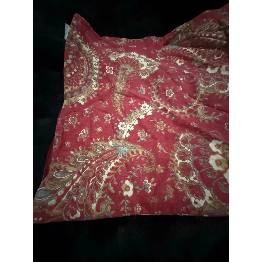 Pottery Barn 20x20 15% Linen Jacobean Floral Paisley Throw Pillow Cover Rust